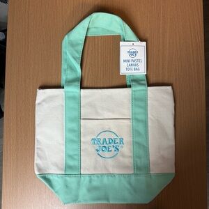 NWT 2026 Limited Trader Joe’s Mini Pastel Canvas Tote Bag - Green